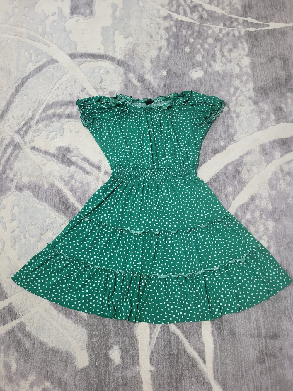 Enfocus Studio Emerald Green Polka Dot Ruffle Tiered Dress Size 10 (L/XL)
